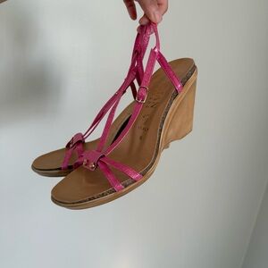 Y2K vintage Pink Strappy Wedge Sandals